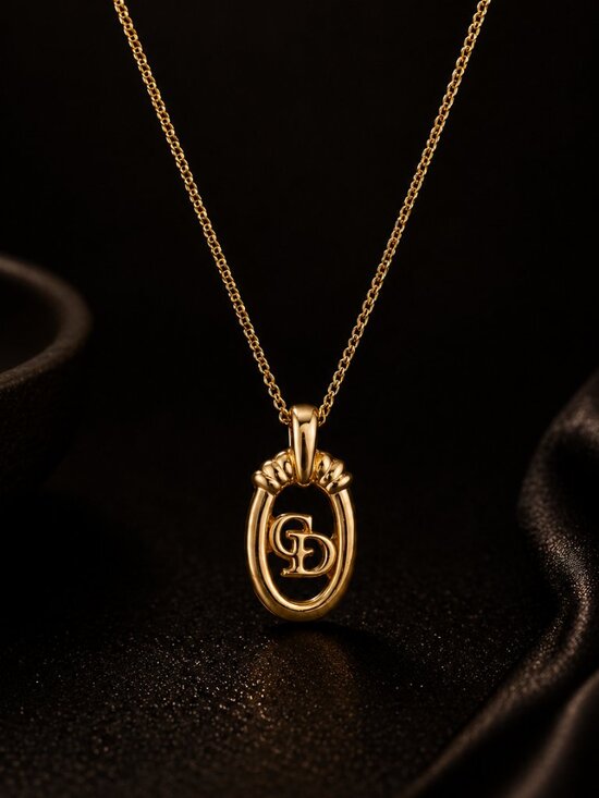 Dior Jewelry - Signed Vintage Christian Dior CD Logo Pendant Necklace | New Old Stock